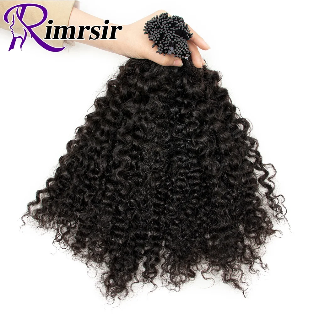 Water Wave I Tip Microlink Human Hair Extensions For Black Women Natural Curly Italian Keratin Capsule Micro Ring Hair Extension