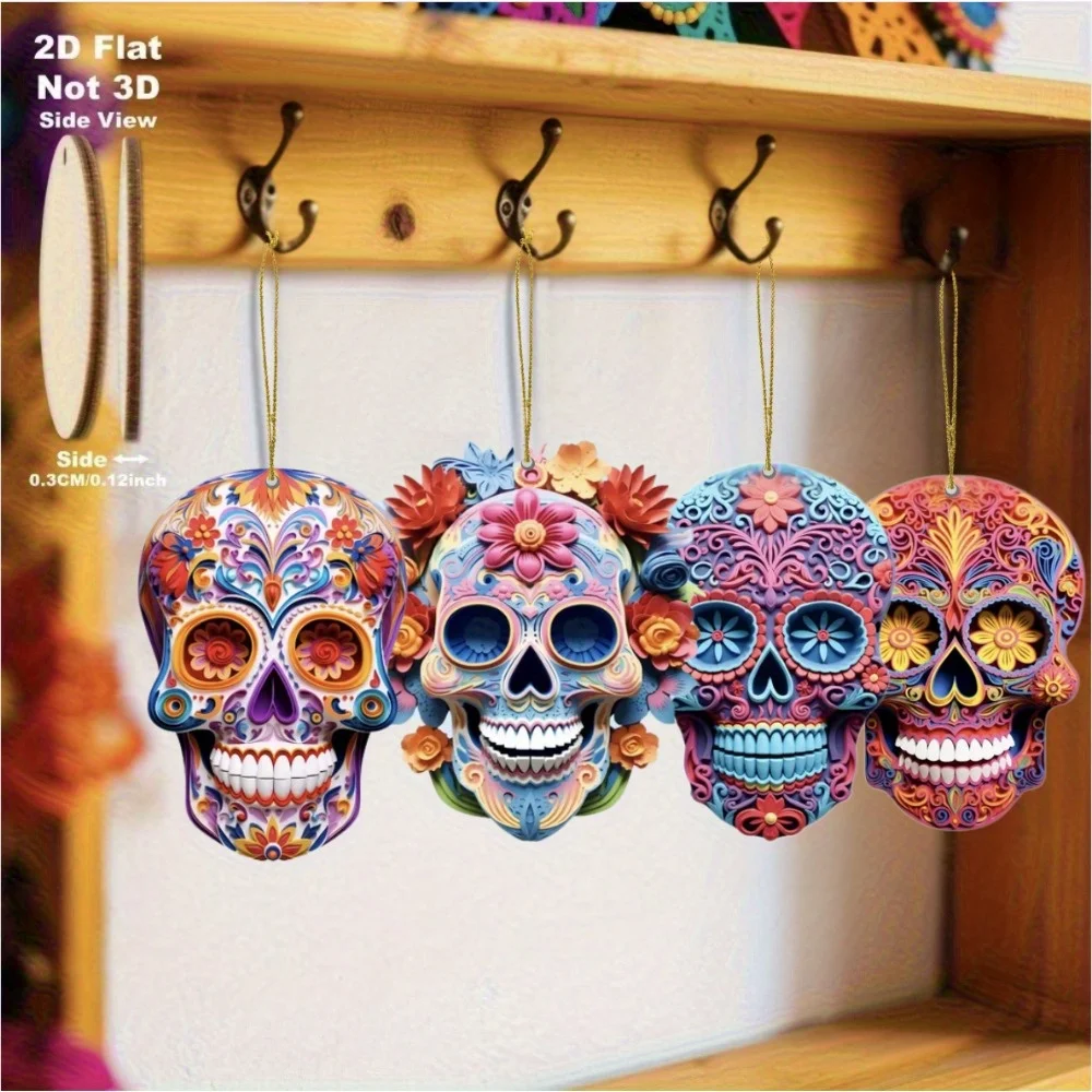 2D Flache Wandmasken, vielseitige Feiertagsdekoration für Zuhause, einfach aufzuhängen, kein Werkzeug erforderlich, keine Stromversorgung nötig, Halloween, Weihnachten, Tag der Toten – Detail 1