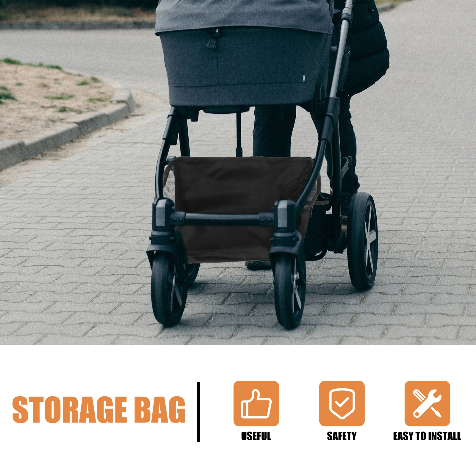 

Universal Baby Stroller Bottom Organizer Bag Large Capacity Storage For Diapers Milk Bottles Sturdy Safe Design Compatible With