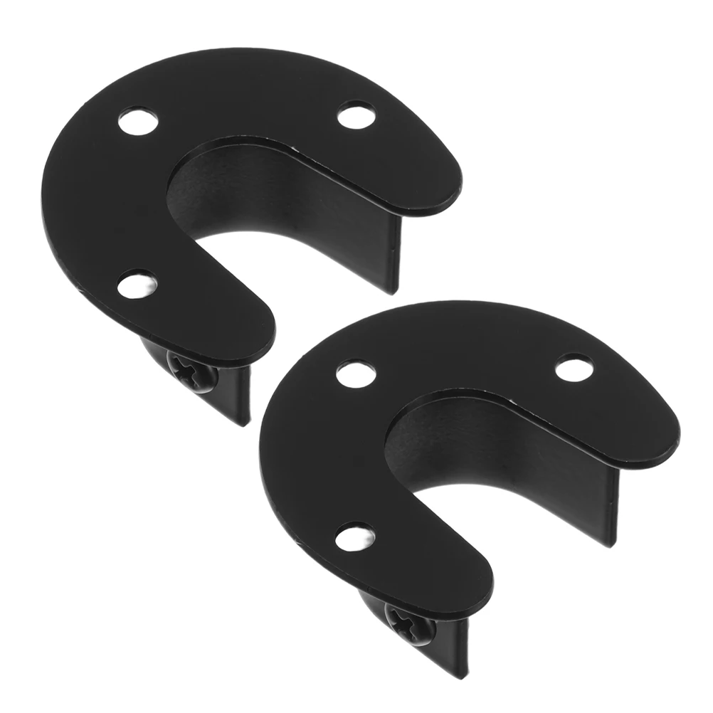 

2 Pcs Curtain Rod Stainless Steel Pipe Holder Heavy Duty Closet Support End Supports Black Holders