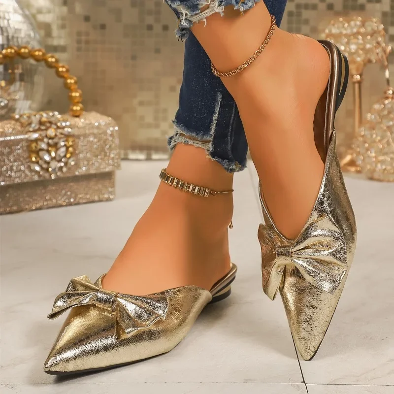 

Women's Slippers Summer Baotou Half Slippers Fashion Pointed Toe Shallow Mouth Single Shoes Women Mueller Slippers Zapatos Mujer