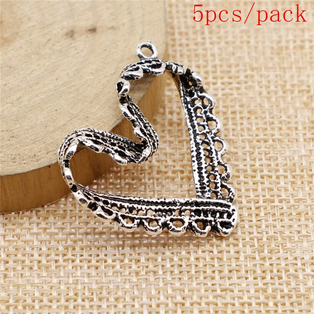 Vintage 3D Hollow Flowers Heart Charms For Jewelry Making DIY Pendants For Gift Bulk