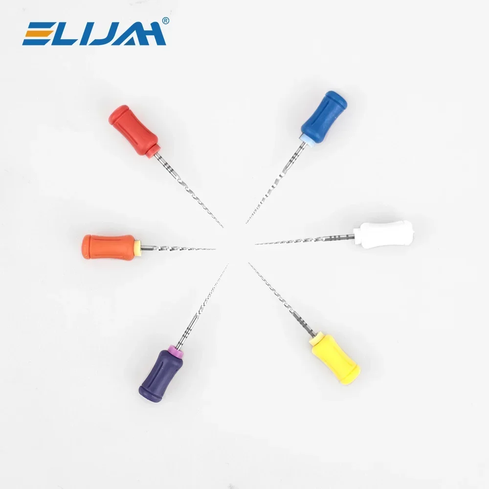 Elijah 6 pçs/caixa dental mão uso tratamento de canal raiz arquivos pro-cone 21mm/25mm/31mm arquivos super rotativos ferramentas de modelagem dentista