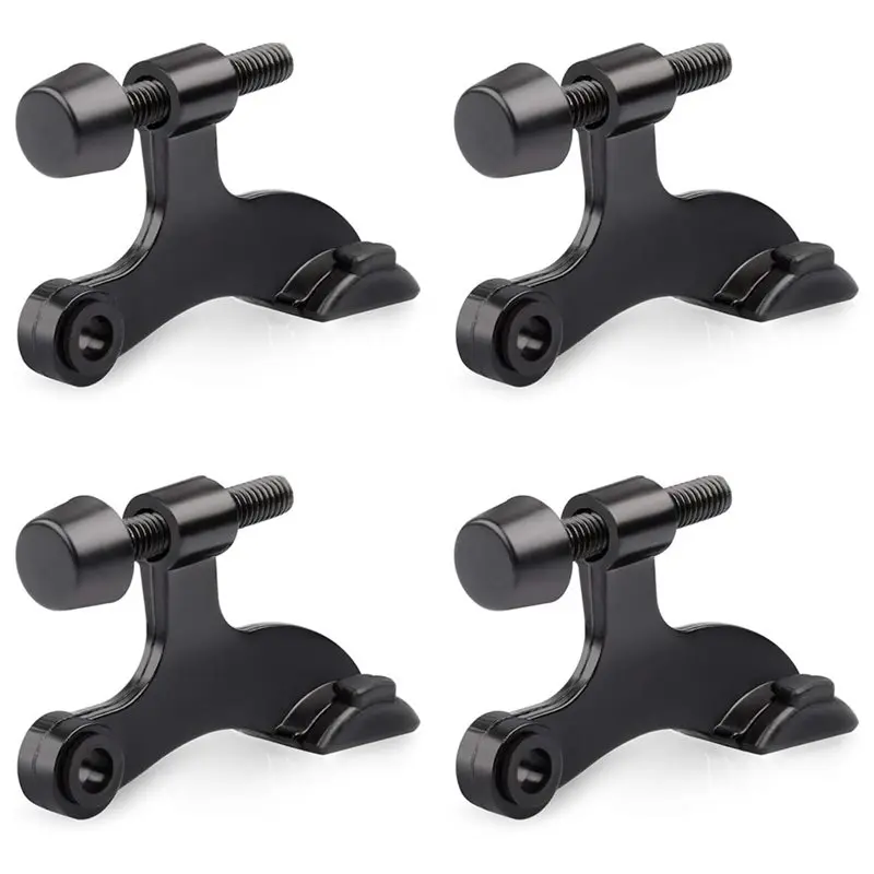 [ABFI!】 4 Pack Hinge Pin Door Stopper Adjustable Deluxe Heavy Duty Door Stopper Black Rubber Bumper Tips