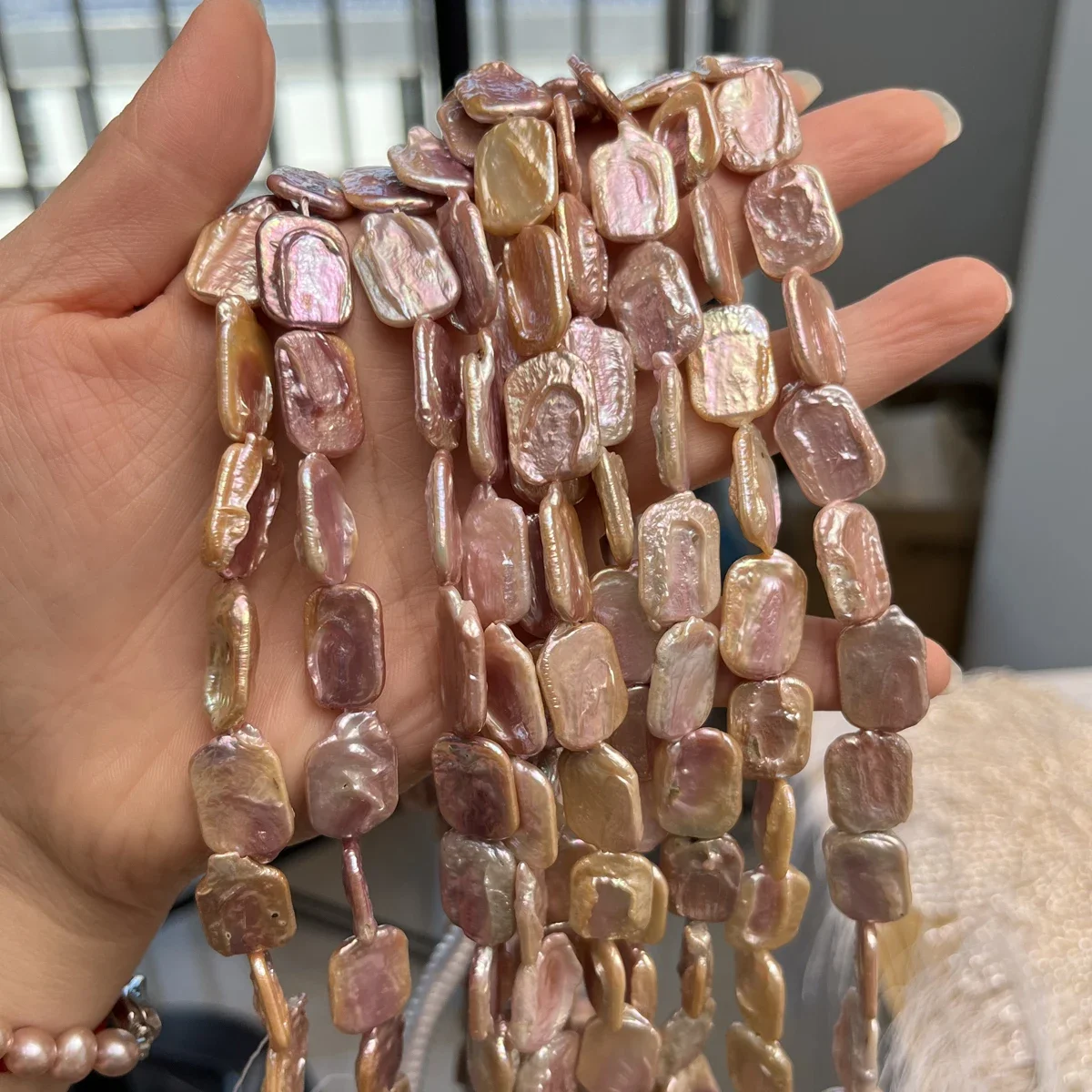 12x15mmAAA المياه العذبة الطبيعية الأرجواني مربع الباروك اللؤلؤ حبة مجوهرات جعل هدية عقد دي اي واي سوار إكسسوارات الزفاف النساء #1