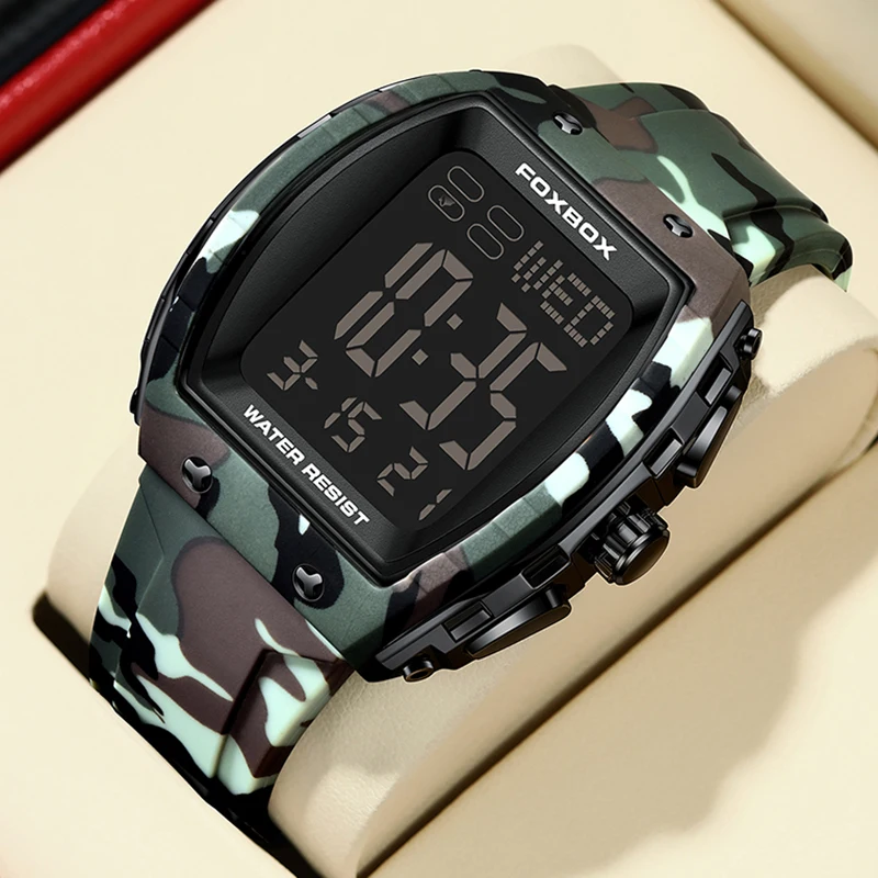 Nuovi orologi militari di lusso di marca FOXBOX originali per uomo Orologio cronografo sportivo in silicone moda Orologio da polso digitale impermeabile