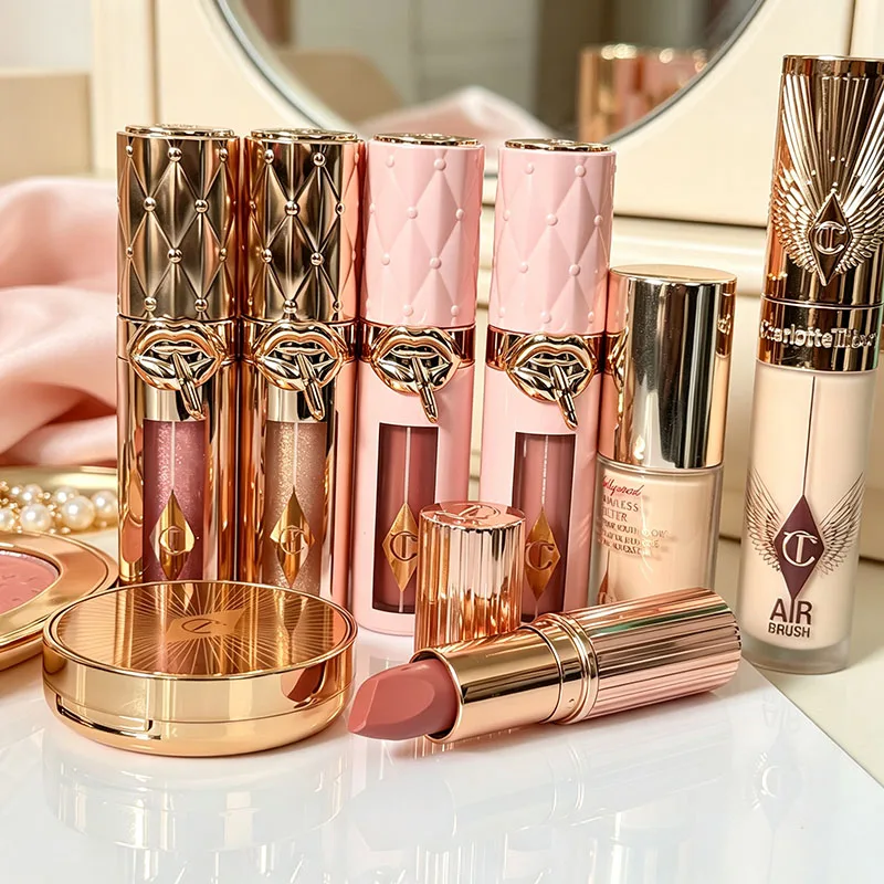 Fashion Charlotte Moisturized Plump Lip Gloss Small Gold Tube Lipstick And Two Color Heartbeat Blush Nature Tilbury Cosmetics
