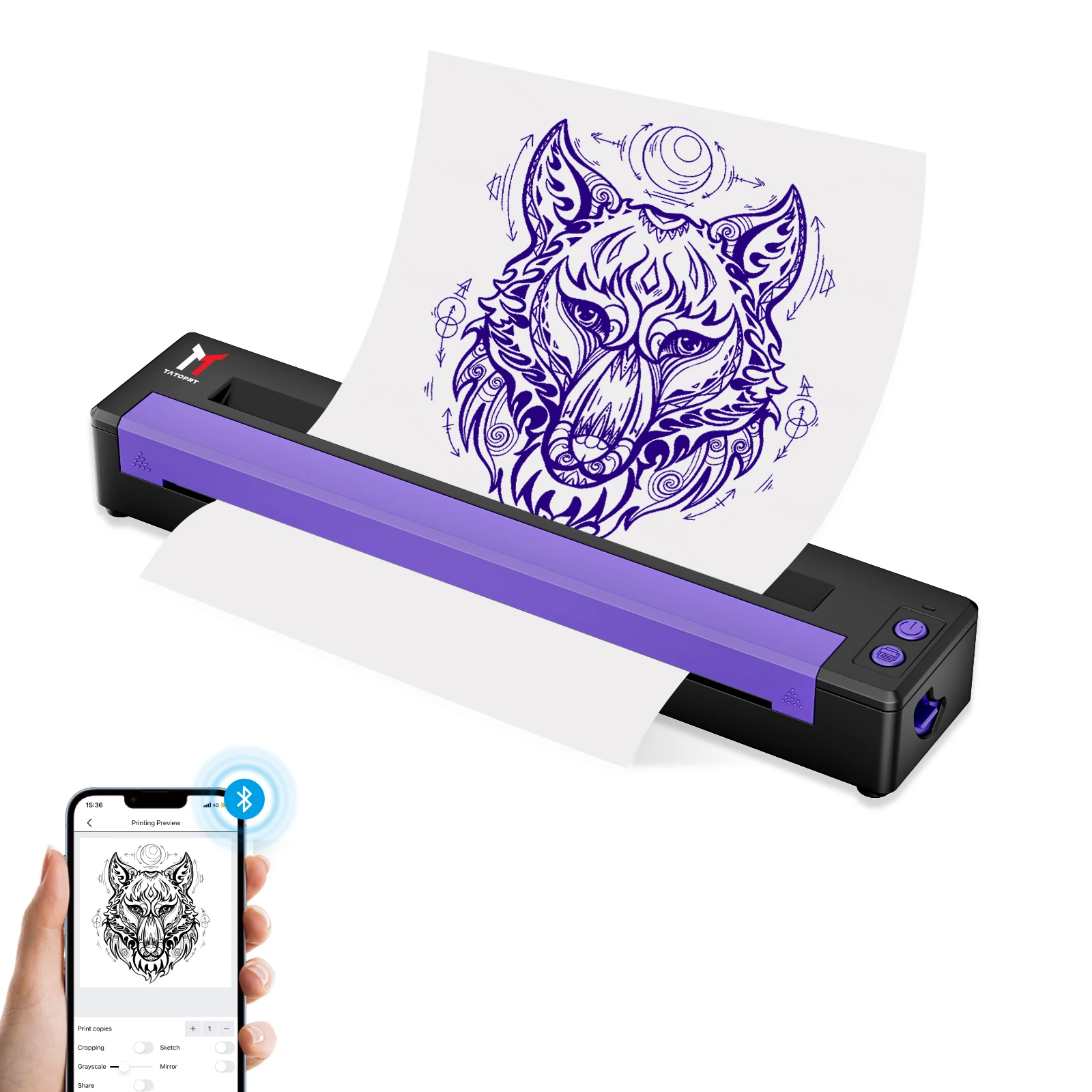 

Rechargeable Portable Tattoo Printer Wireless Tattoo Stencil Printer Transfer Machine with 5pcs Tattoo Transfer Paper Free App