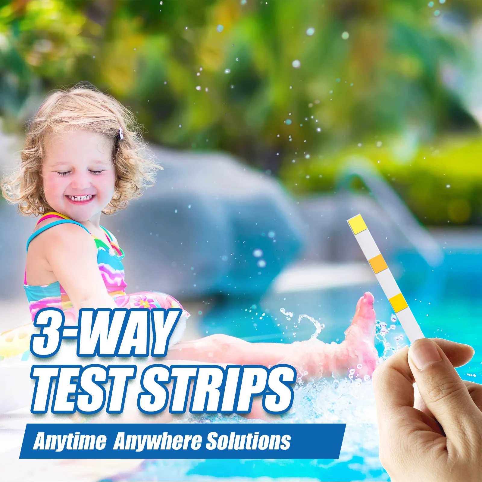 3 in 1 Pool Test Strips, Test pH, Total Alkalinity & Hardness, Water Quality Testing Strips for Swimming Pools