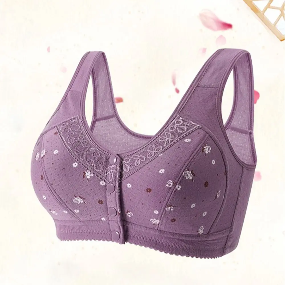 

Comfortable Floral Printed Underwear Breathable Floral Printed Bras for Older Women Plus Size Full Cup Women Lingerie Ladies