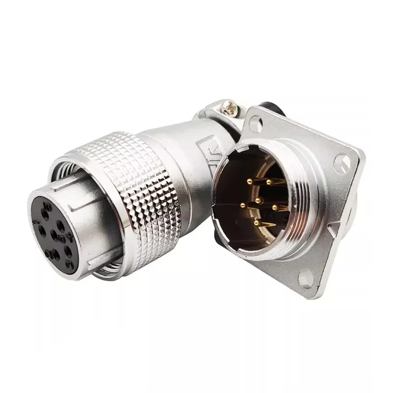 PLS20 WS20 TP20 Aviation Connector Male Female Plug Connector Square Plate Opening Diameter 20mm 2/3/4/5/6/7/8/9/10/12 Pin