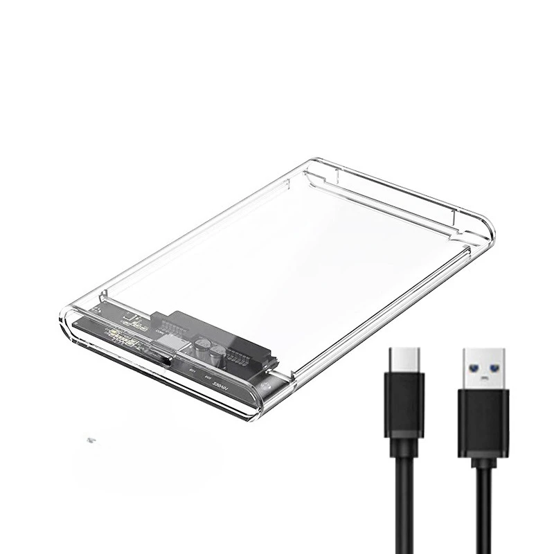 2.5'' External Hard Drive Enclosure, 6Gbps USB C 3.1 Gen 2 to SATA 3 Tool-Free Clear External Hard Drive Case For 9.5mm SSD HDD