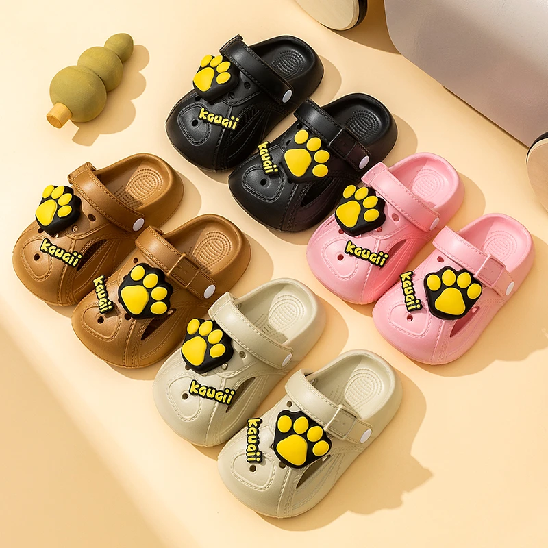

2026 Spring/Summer New Children's Slippers Soft Bottom Girls' Baotou Sandals Breathable Summer Beach Shoes Non slip Shoes