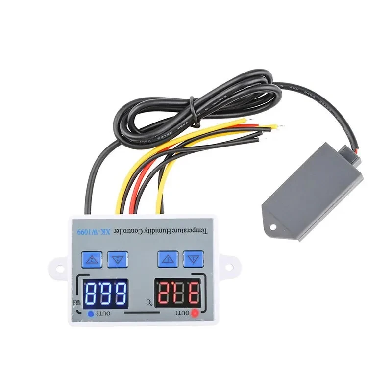 XK-W1099 Dual Display Digital Temperature Humidity Controller DC 12V 24V AC 110-220V Thermostat Humidistat Regulator Incubator