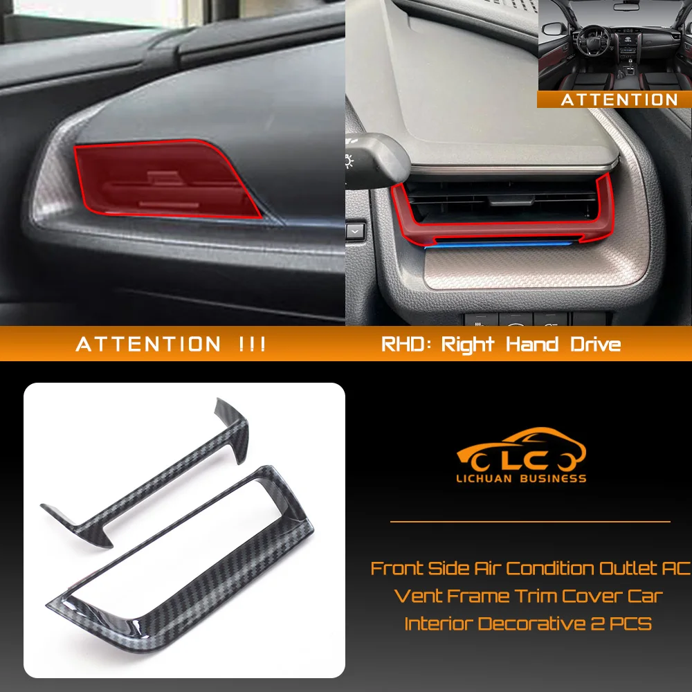 

2pcs Front Side Air Condition Outlet AC Vent Frame Trim Cover ABS Carbon Fiber Color Interior for Toyota Prius 2023 2024