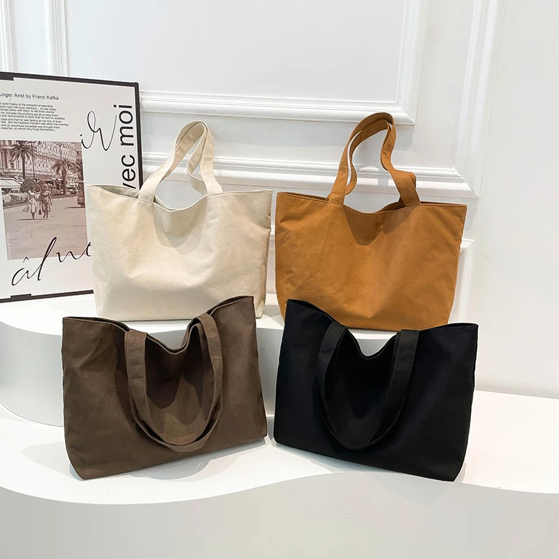 Frosted Vintage Women\'s Bag Large Capacity Shoulder Bag Solid Color Simple Casual Commuter Bags Autumn Retro Shopper Totes