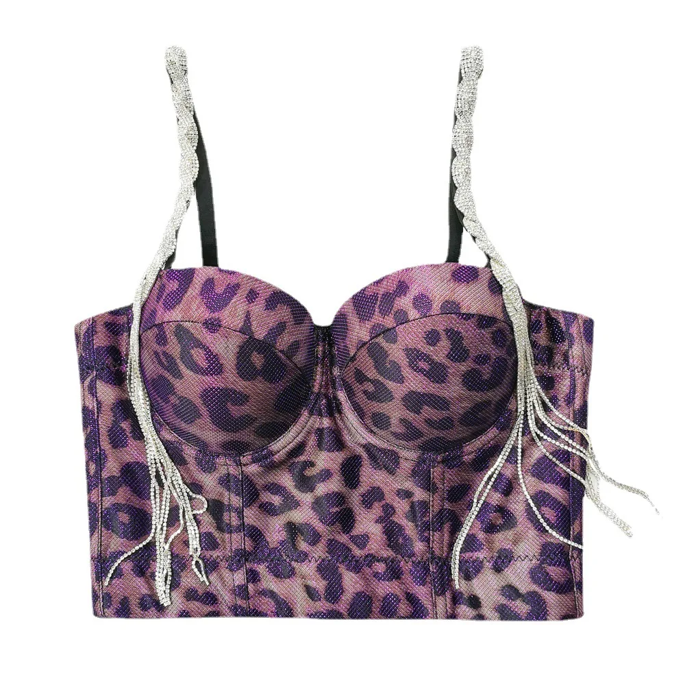 

Сексуальный топ-бюстье с леопардовым принтом – женский корсет с бахромой и стразами, облегающий клубный костюм с кисточками и кристаллами, верхняя одежда