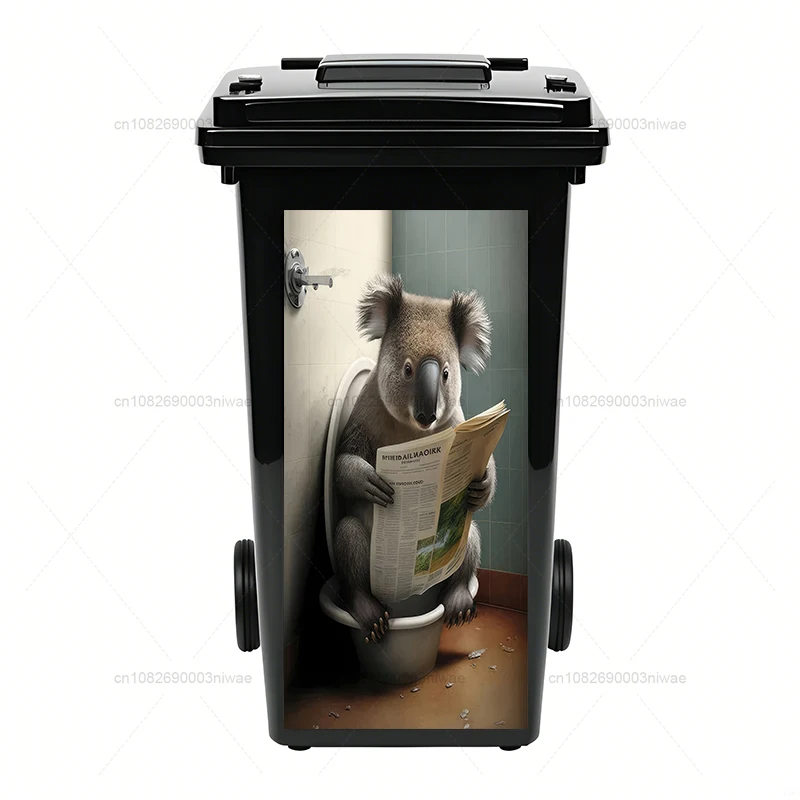 Animals reading newspapers, outdoor trash can stickers, decorative murals, PVC waterproof and oil proof stickers