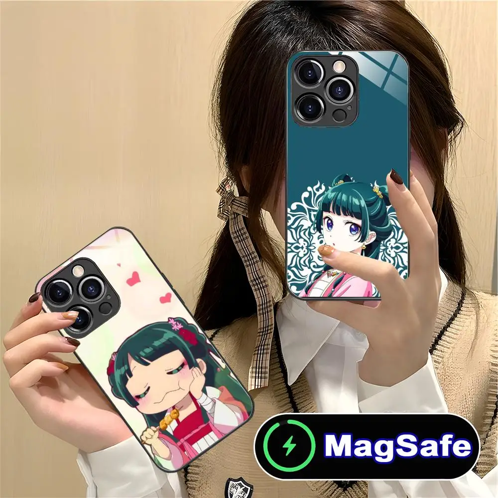 일기장 쿠수리야 마오마오 아이폰 16 15 14 13 12 11 프로 맥스 플러스 미니용 마그세이프 글라스 컬러 보호 케이스 예쁜 럭셔리