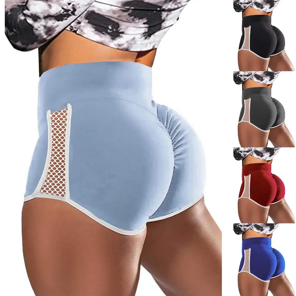 Slim Sports Shorts  Sweat Absorbent Women Sexy Shorts  Hollow Out Patchwork Push Up Shorts