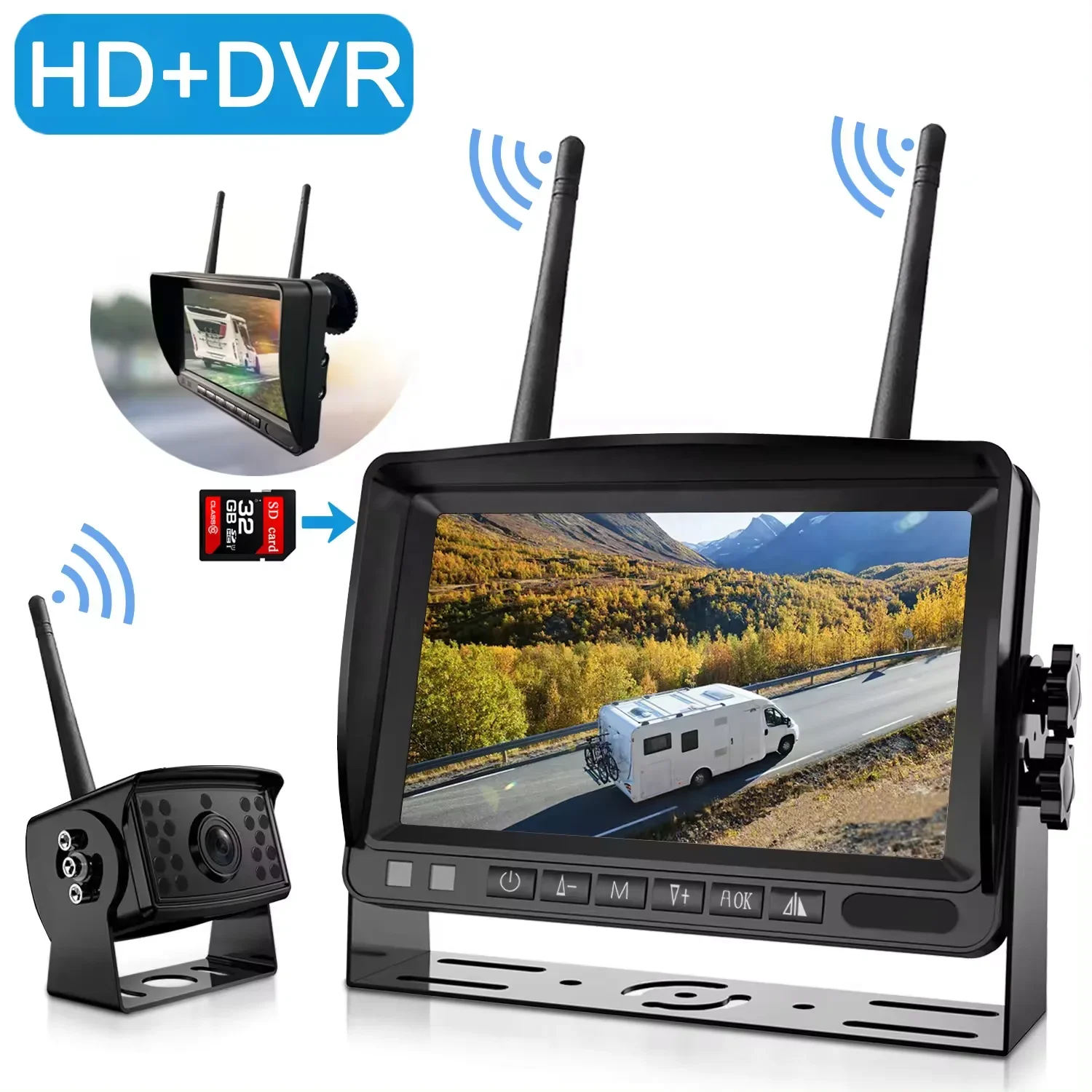 IPoster Novo Caminhão Popular Sem Fio 7 Polegada DVR AI BSD 2 Antena 50m Alcance de Trabalho com Backup Reversão 1080P Kit