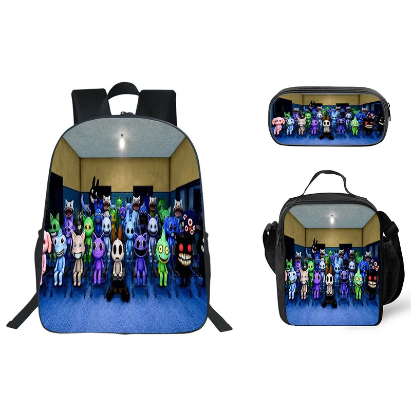 3pc Animal Hospital Backpack Set For Students Bookbag  Lightweight Large Capacity Horror Animal Hospital Lunch Bag Pencial Case