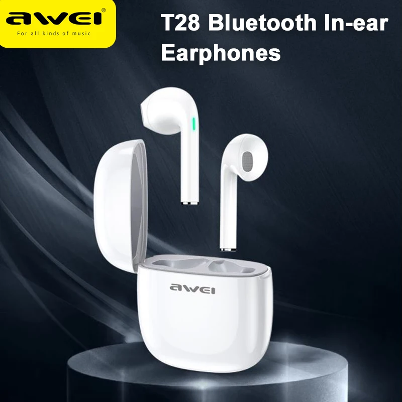 

Awei T28 Bluetooth 5.1 Earphones In-ear Wireless Earbuds Headphones With Microphone Sports Headset For iPhone Hauwei Xiaomi