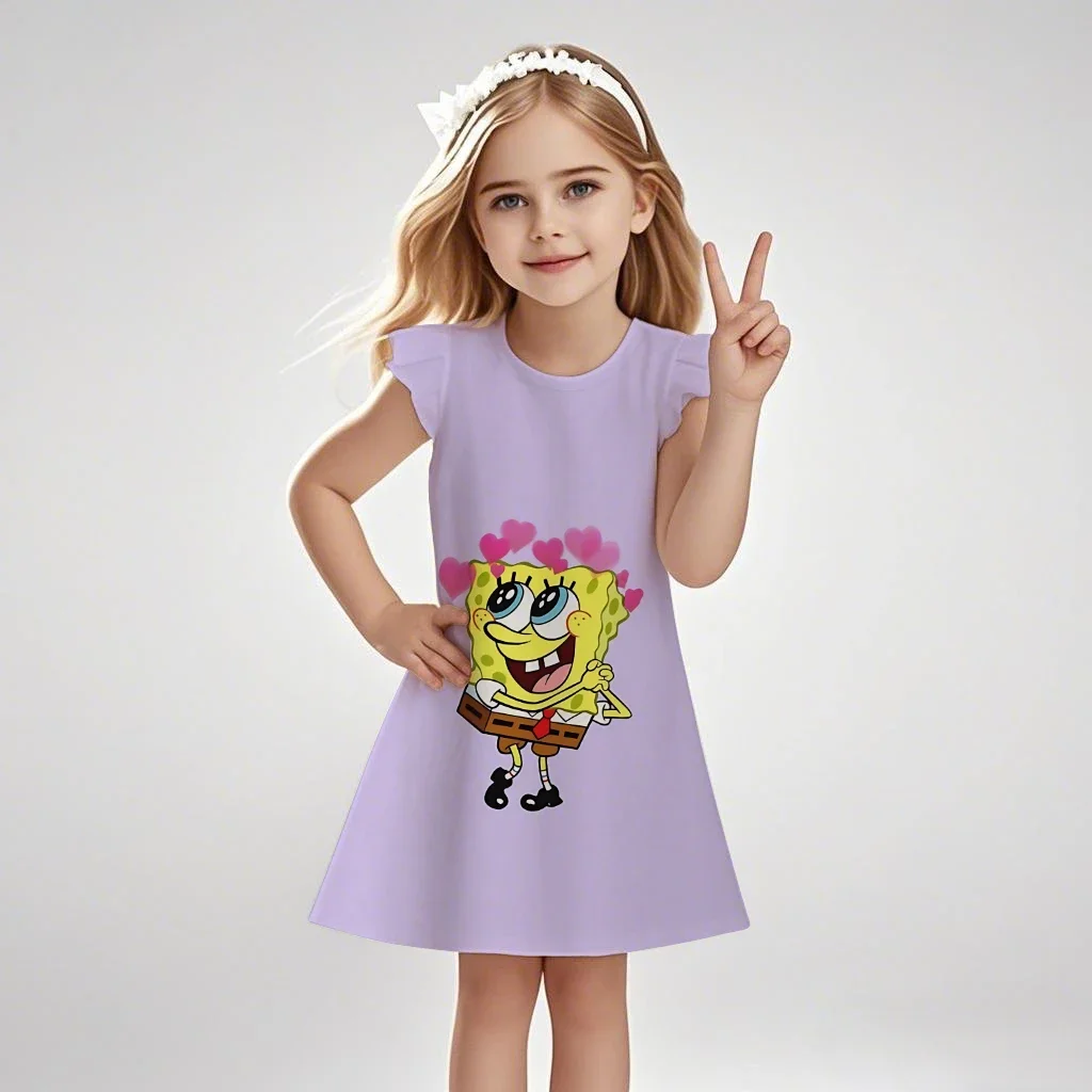 

2-8 Girls SpongeBob Kawaii Summer Dress Clothes Fashion Casual Cartoon Kids​