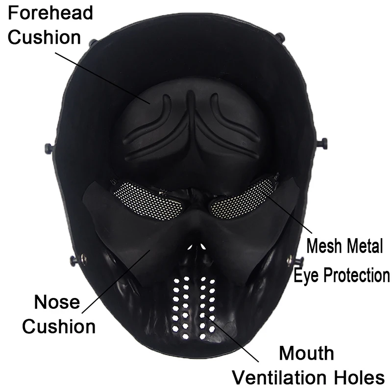 Halloween Airsoft Masks Tactical Wargame CS Paintball Skull Head Party Bike Cycling Full Face Masks for Outdoor Hunting Dominoes