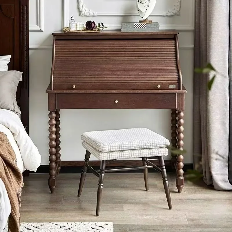 French retro piano roller shutter dresser, bedroom solid wood piano makeup table, storage cabinet
