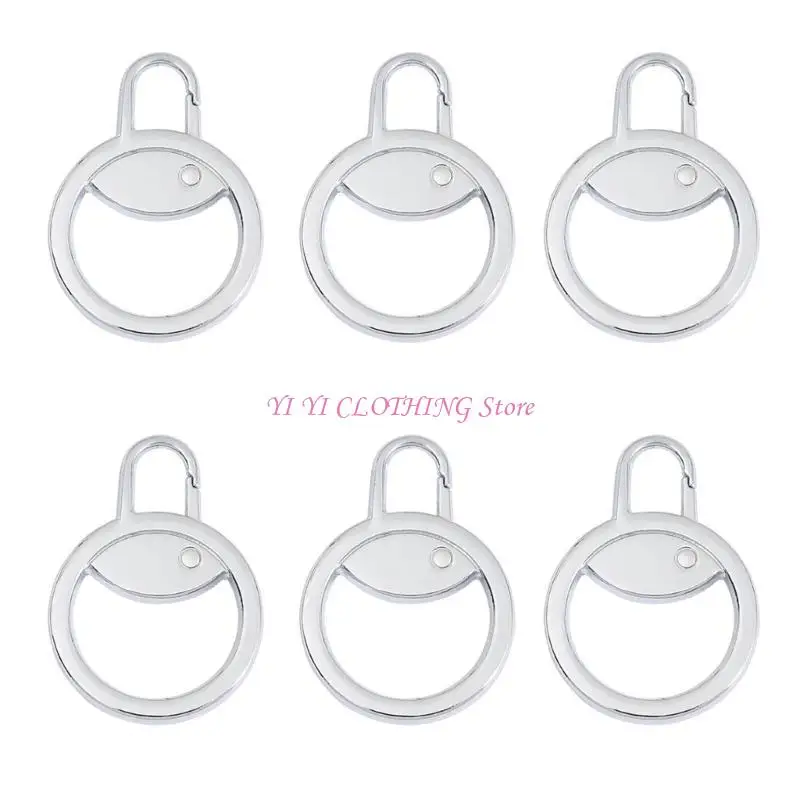 N5KF 6pcs Zippers Head Extension Cord Pull Sliders Cord Rope Pullers End Lock