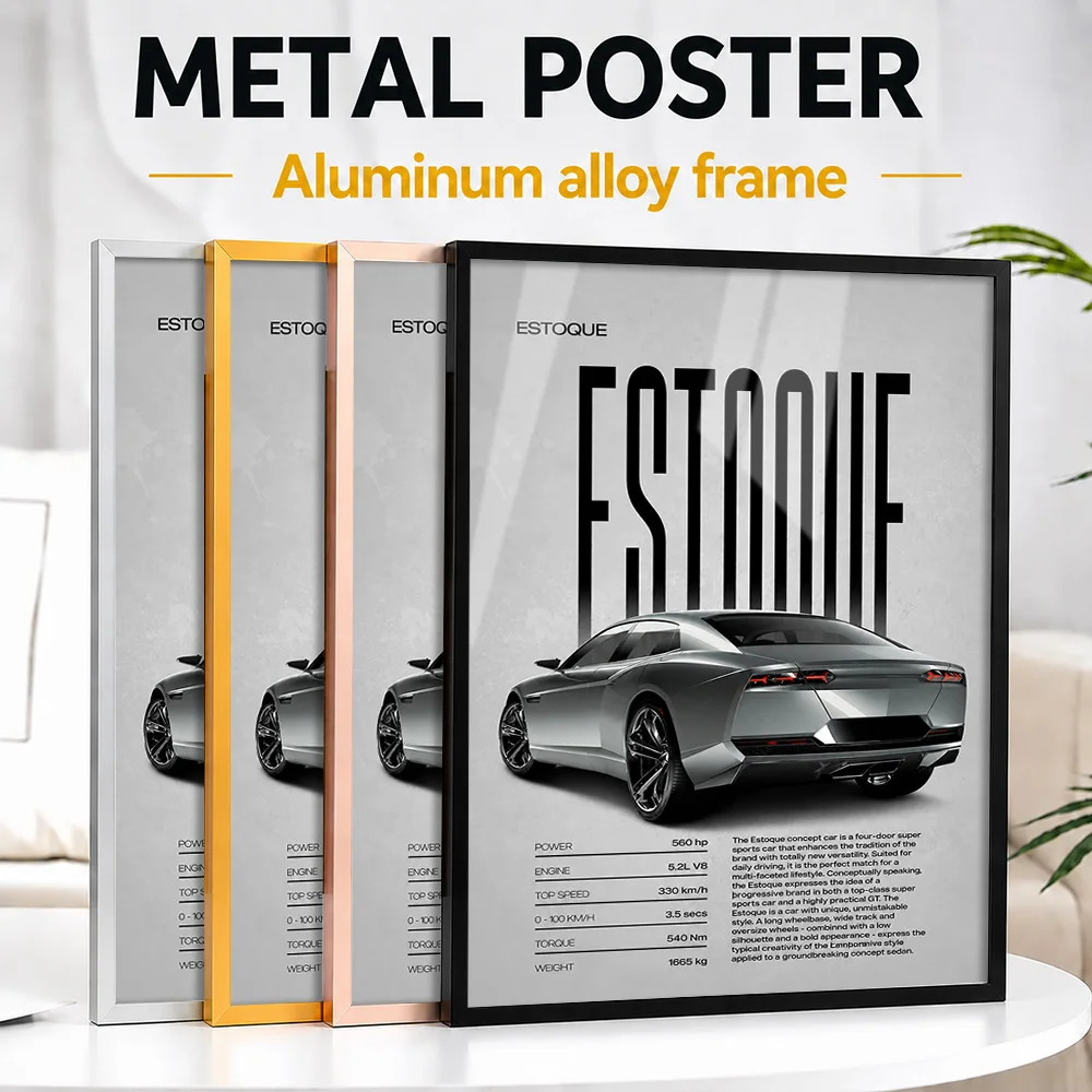 Italy Estoque Concept Car Framed Metal Print Customized Photo Sleek Performance Style Wall Art For Man Cave Memorable Fan Gift