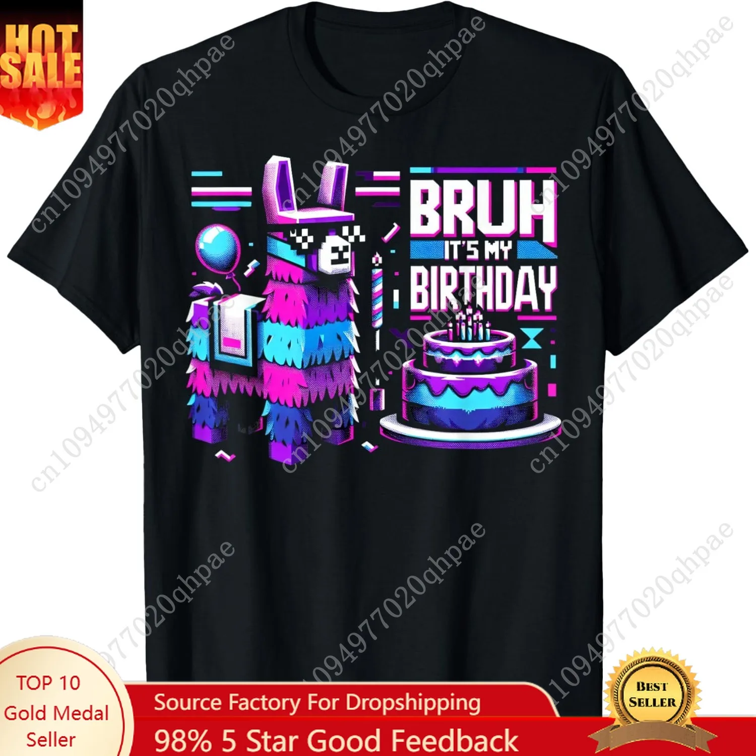 Camiseta Bruh é meu aniversário Llama Pinata Boy Girl Family Party Bday