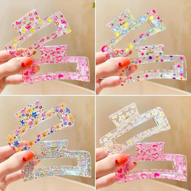Cute Children's Jelly Hairpin Candy Color Big Grab Resin Girls Hairpin Back Head Hairpin Wholesale