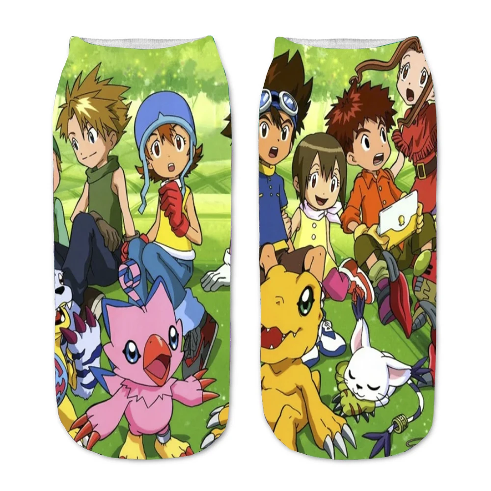 

Socks Anime Digimon Adventure 3D Printed Cartoon Straight Socks Men Women Short Sock teenager Kawaii Party Ankle cute Sock