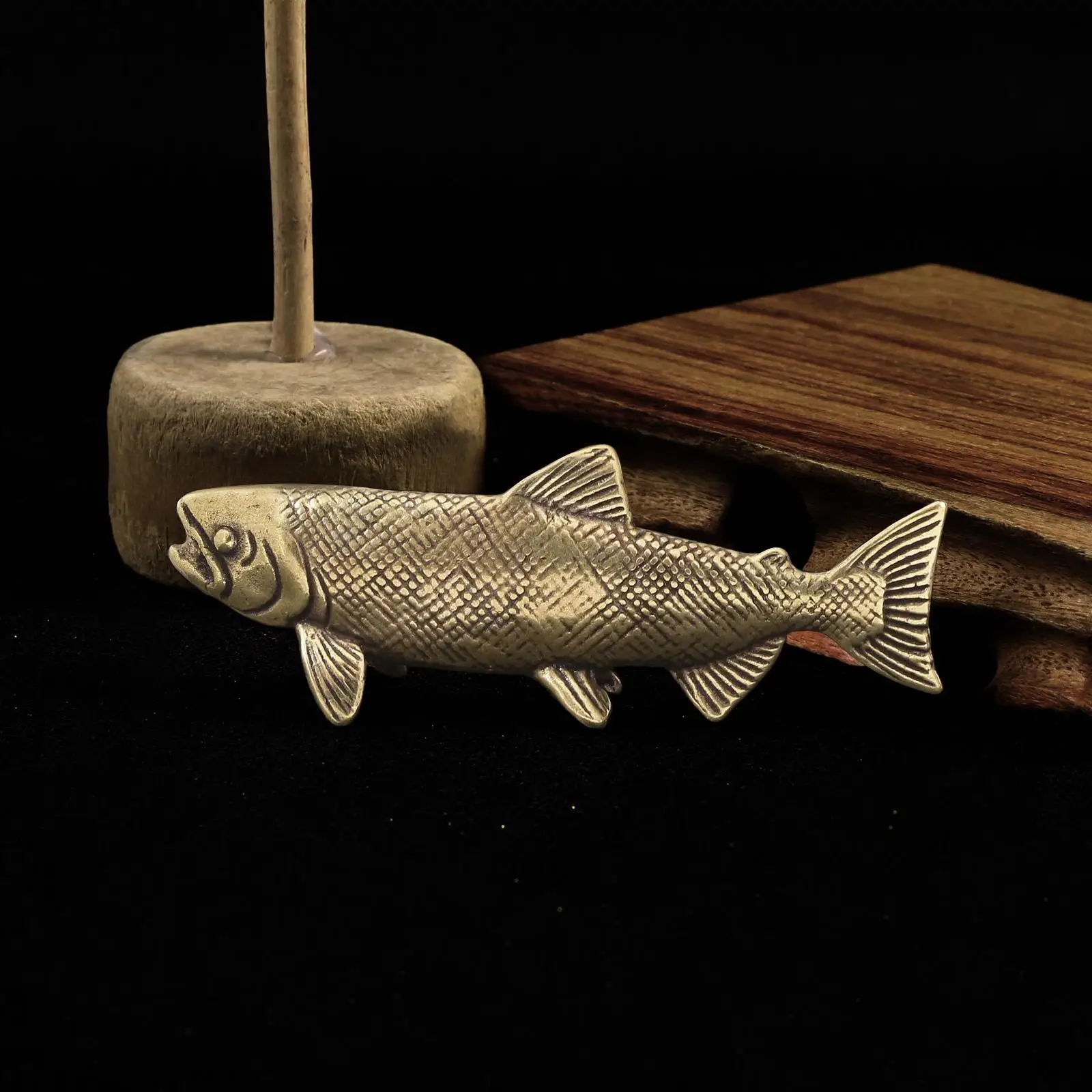 Brass Fish Statue Figurine Metal Crafts Cute Tea Pet Decoration Brass Salmon