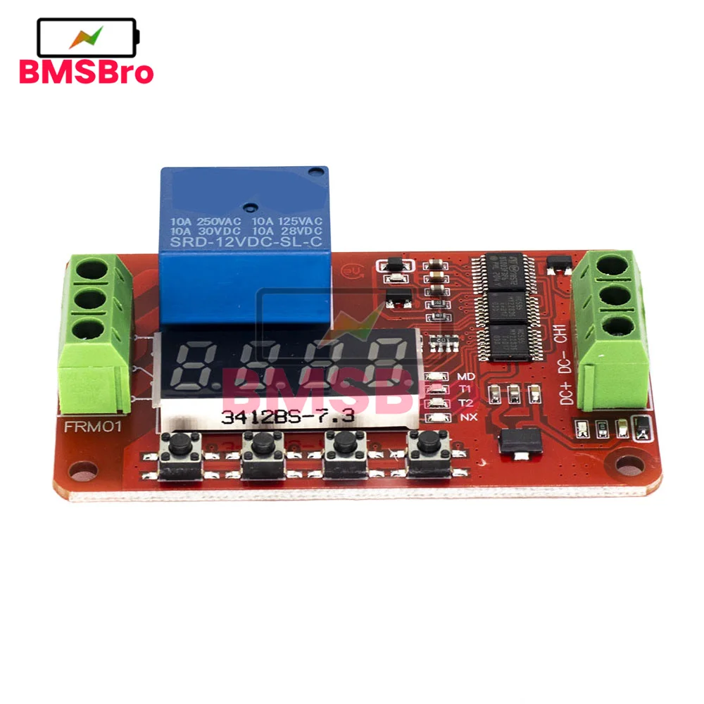 FRM01 LED Digital Time Delay Relé, Multifunções Módulo Temporizador, Loop Delay Timer, Switch Auto-Locking Timing Board, DC 12V, 1CH