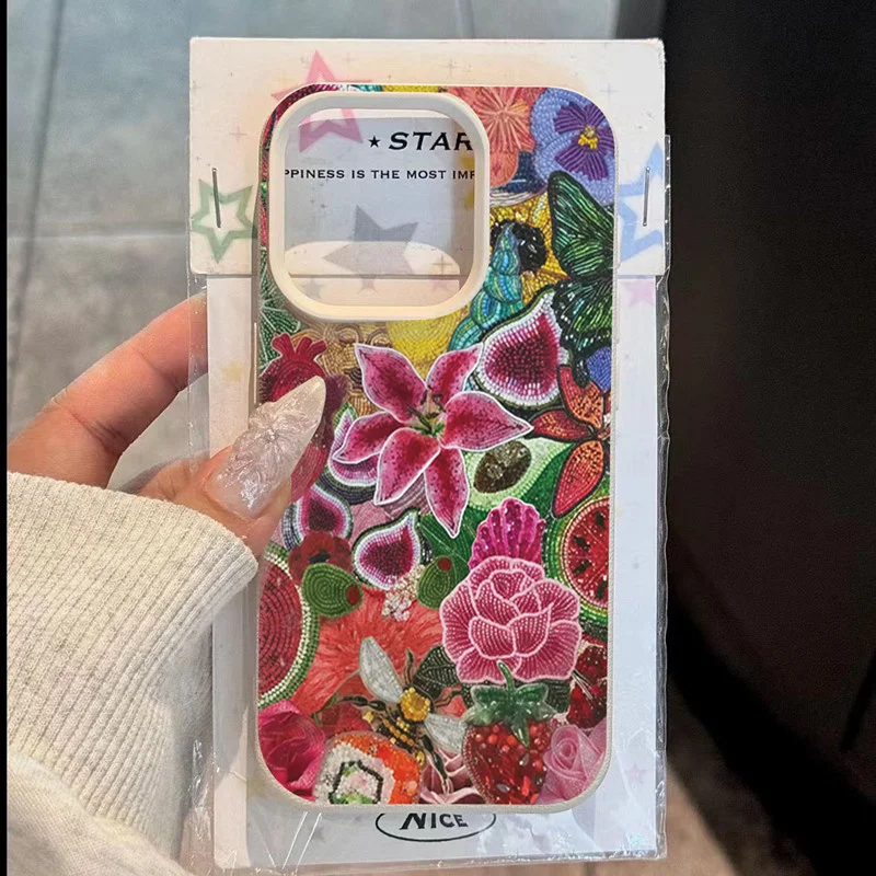 Coque de téléphone à motif de feuilles de fleurs colorées, étui souple antichoc pour iPhone 16 17 Pro Max 15 14 13 12 11 XS X XR 16E Plus 17