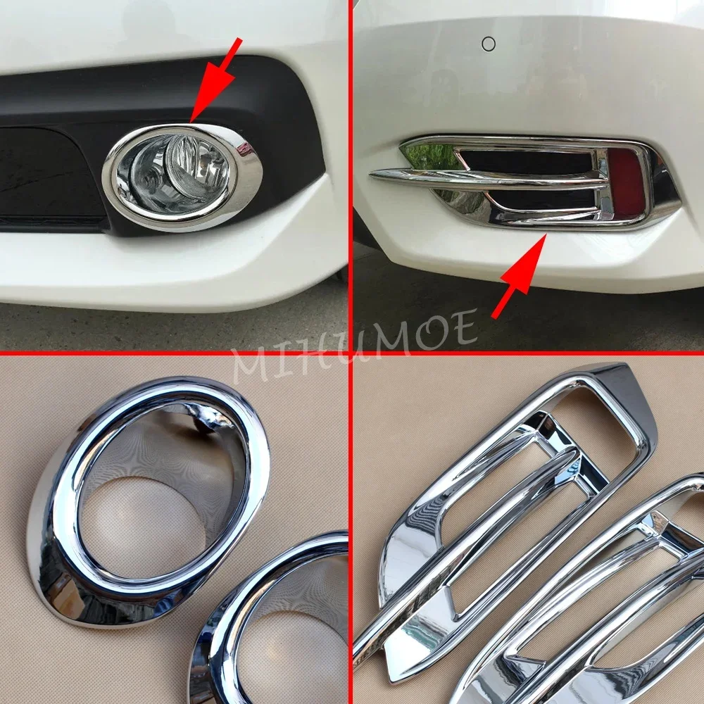 

For 2016-2018 Honda Civic Sedan Chrome Front + Rear Fog Light Cover Bumper Reflector Surrounds Car Accessories