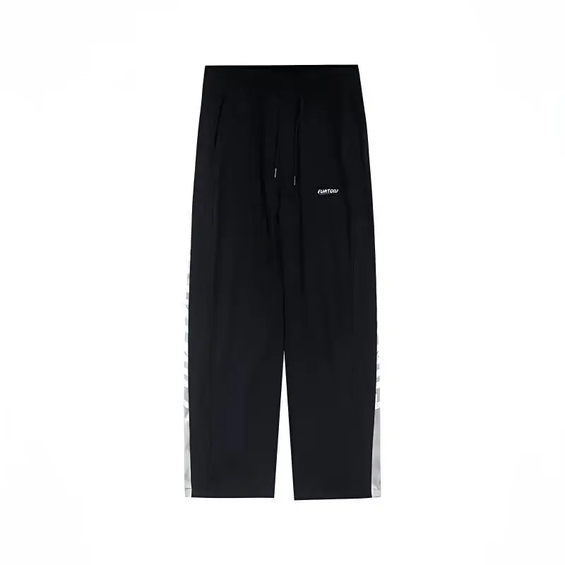 

Casual pants for men in summer 2025, new loose straight leg wide leg pants with drawstring and ankle binding, sports pants trend