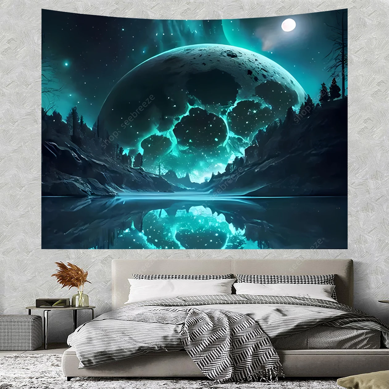 

Fantastic Planet Tapestry Reflection in The Lake Tapestry Room Decor Wall HangingFor Living Room Bedroom Dorm Decor Sofa Blanket