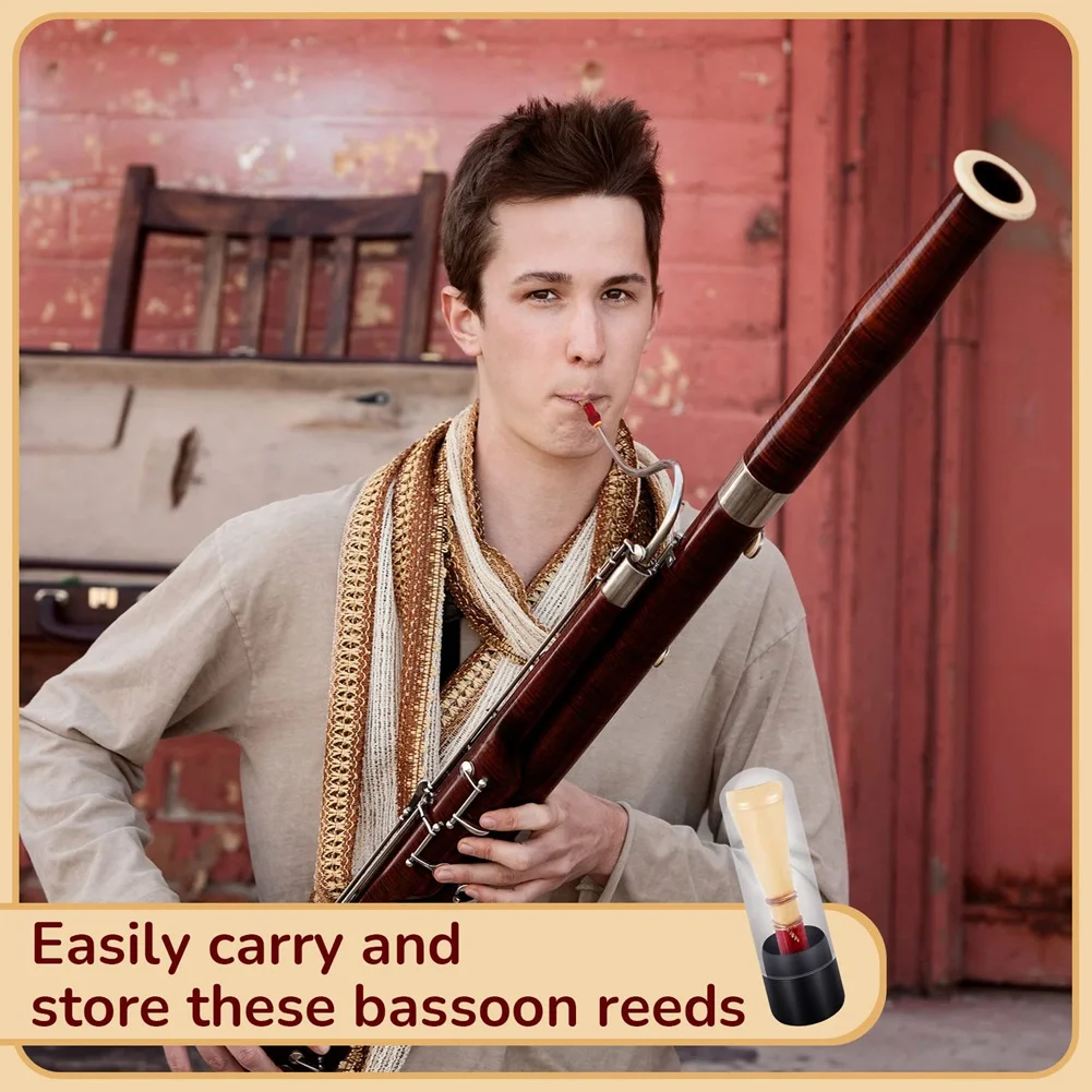 ABKV-5 Pcs Bassoon Reed With 1 Bassoon Reed Protective Case Bassoon Reed Medium Soft Bassoon Reed Case Reeds Holder Box
