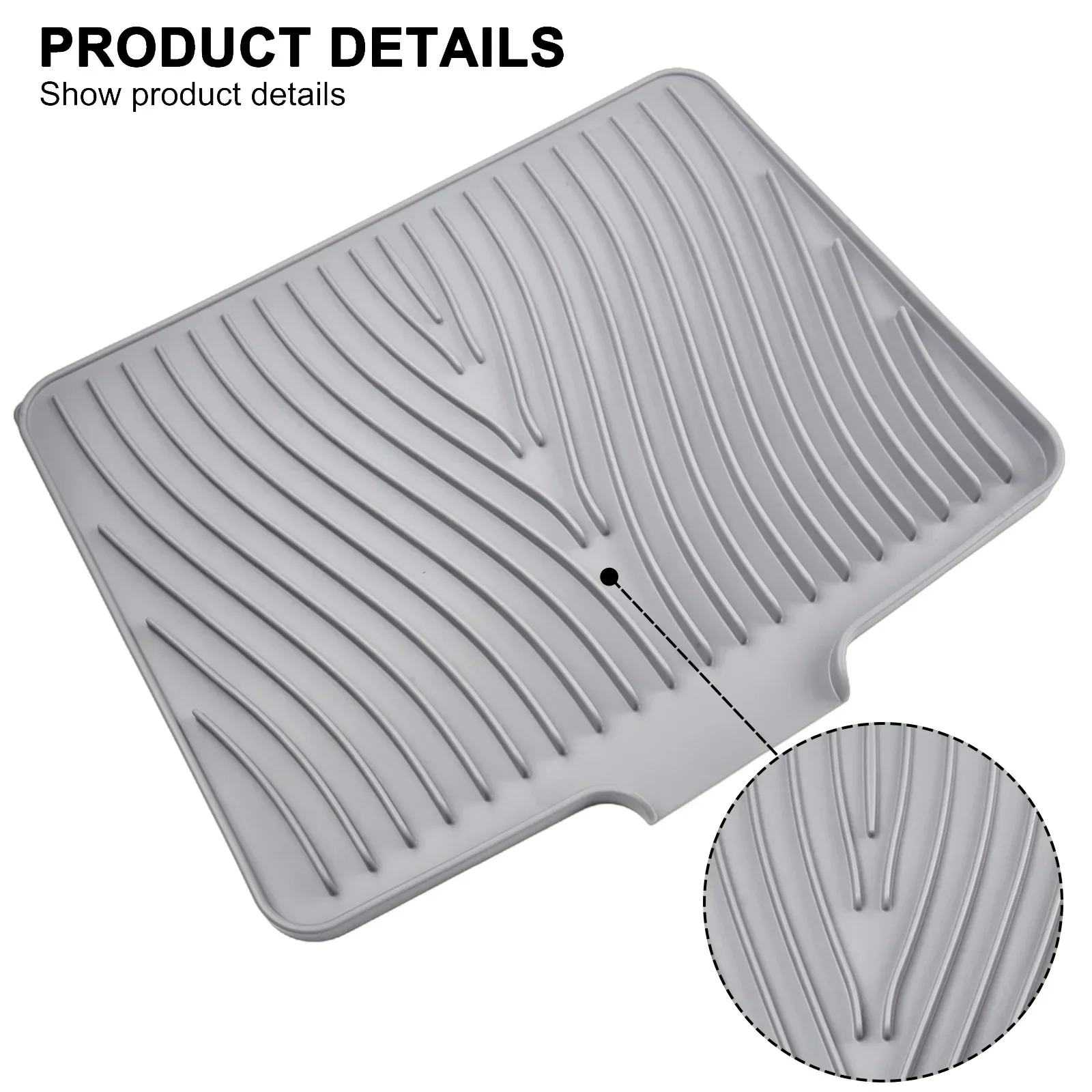 New Practical Dish Drying Mat Black/Gray/Beige/Green Silicone Drain Pad With Drain Lip Drying Mat Silicone 1 Pc