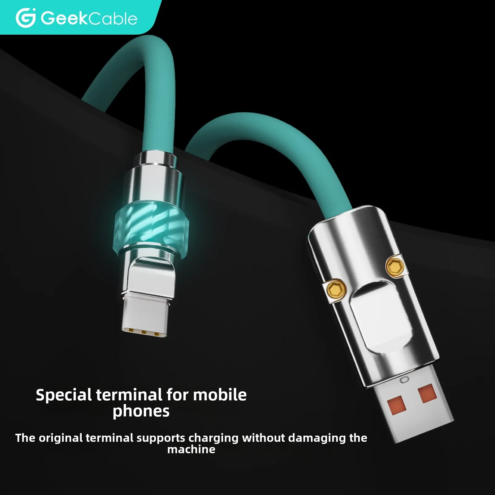 GeekBable Handmade Silicone USB-A to C Hair Head Super Fast Charging Data Cable Magic Light Suitable for Huawei Honor Phone 88W