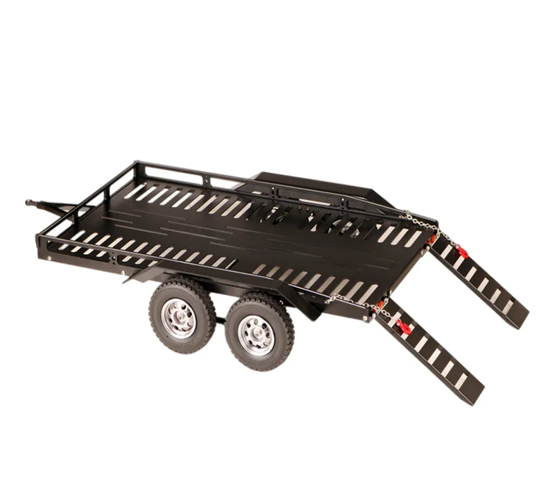 KYX Racing Heavy Duty Aluminum Trailer for 1/10 Rc Rock Crawler Truck Traxxas TRX4 Axial SCX10 SCX10 II 90046 90047 CC01 D90