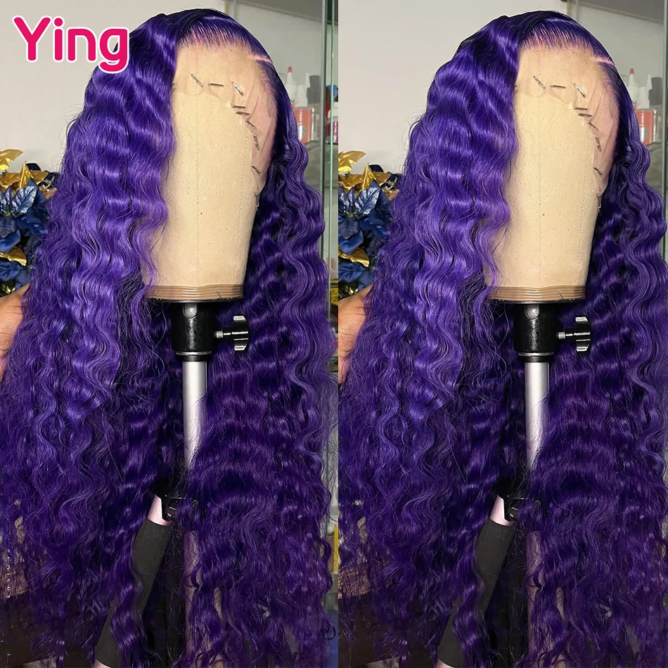 

Ying 180% Violet Purple Colored Curly Wave 13x6 Lace Front Wig 5x5 Lace Wig Remy 13x4 Lace Front Wig PrePlucked With Baby Hair