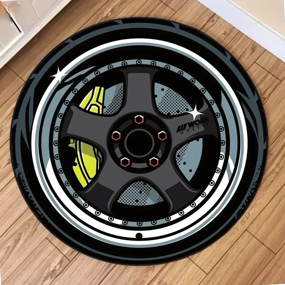 Tapis de voiture antidérapants en forme de pneu, tapis ronds pour chambre de garçons, tapis de salon, tapis de sol pour table basse, Tapetes De Automóvil