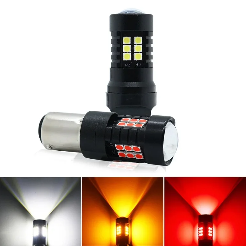 1pcs Canbus 1156 BA15S 1157 BAY15D T20 7443 7440 Car Led Bulb Front Rear Turn Signal DRL Brake Lamp Auto 12V 24V White Red Amber