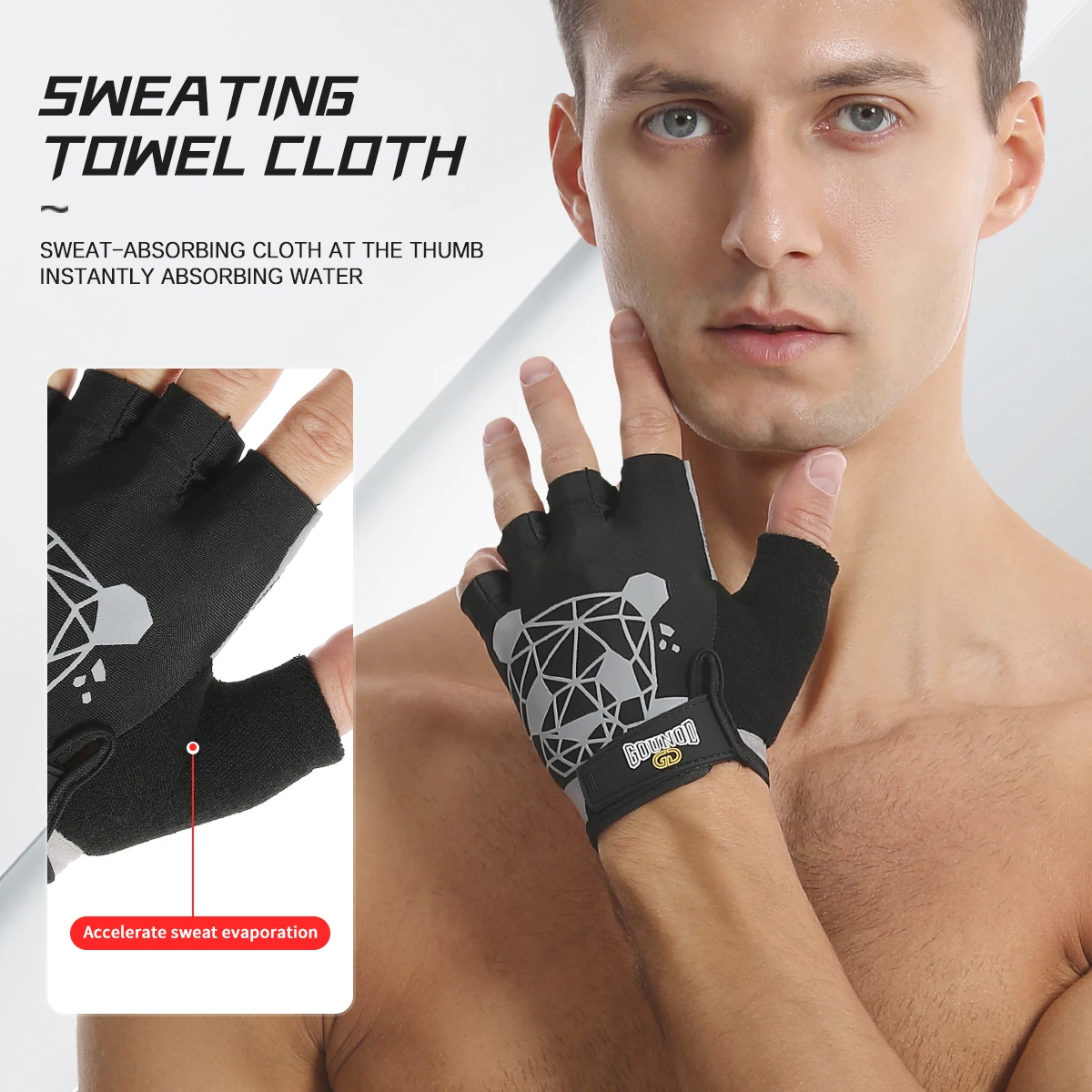 Half-finger Gloves Thickened Silicone Non-slip Palm Guard Dumbbell Riding  Sports Fitness Gloves