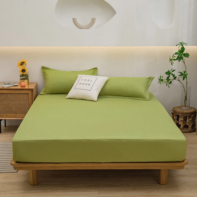 A simple pure color bed cover single all-wrapped mattress protective cover dust cover (without pillowcase) for all seasons